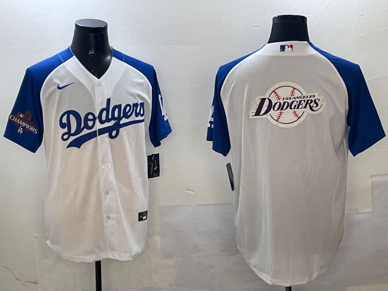 Men Los Angeles Dodgers Blank White blue Game 2025 Nike MLB Jersey style 33